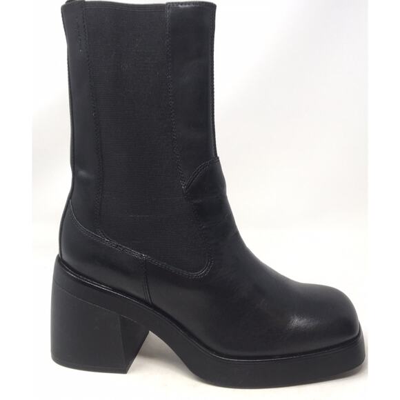 Vagabond Brooke Women's Size 10 Black Leather Block Chunky Heel Pull-On Boots - Picture 5 of 7